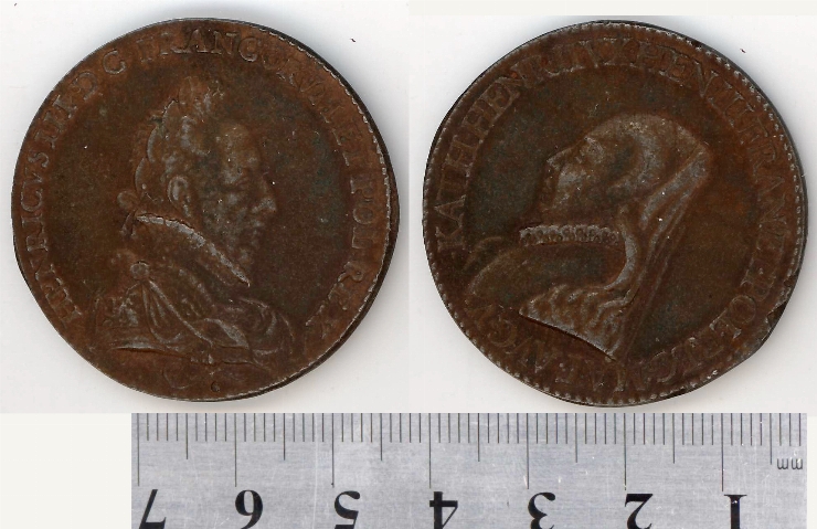 Medalie şi portretul lui Henry III şi Ecaterinei Medici