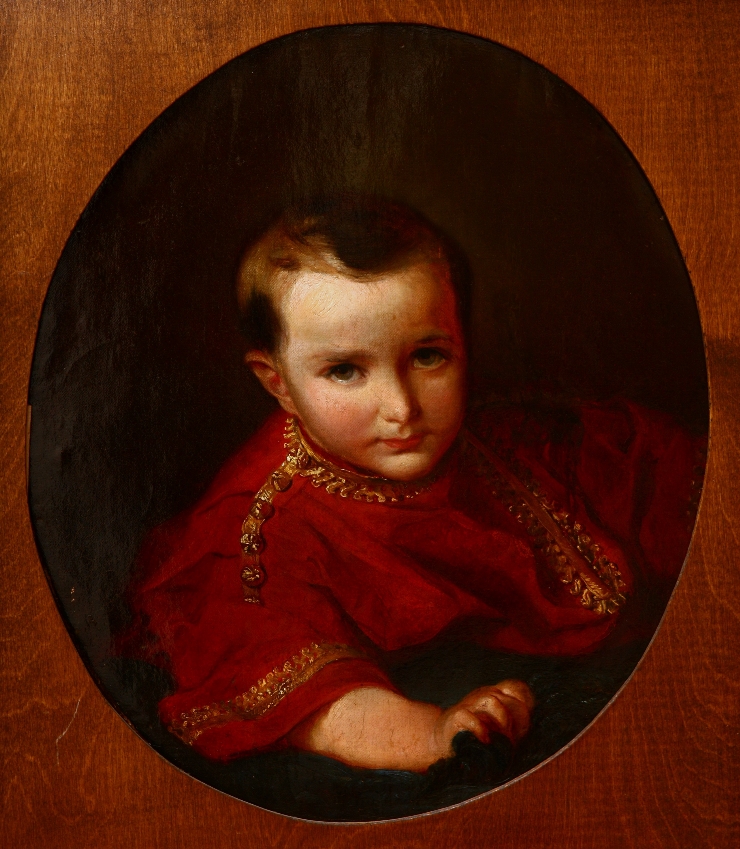 Portret de băiat în cămaşă roşie