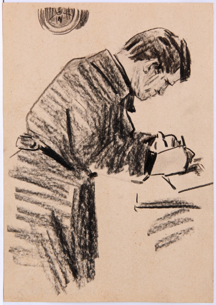 Scriind. Ilustrație la ”Studenții” de I. Tifonov
