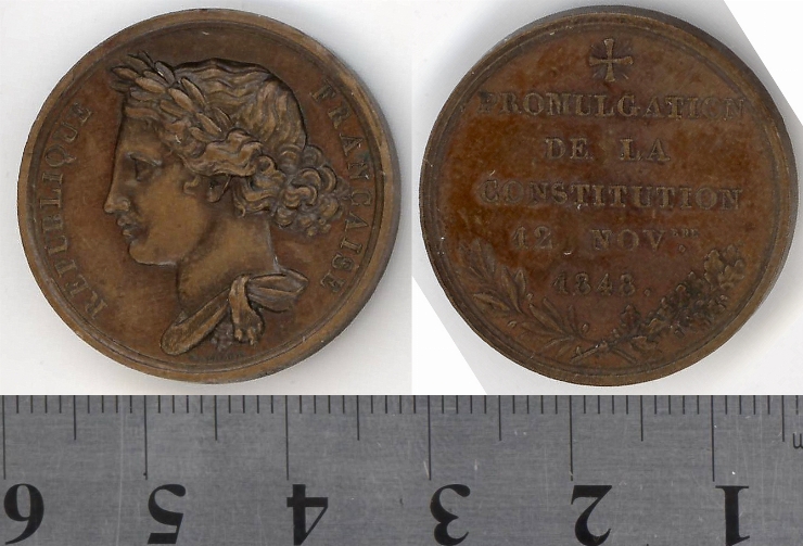 Medalie dedicată adoptării Constituţiei, 12 noiembrie 1848
