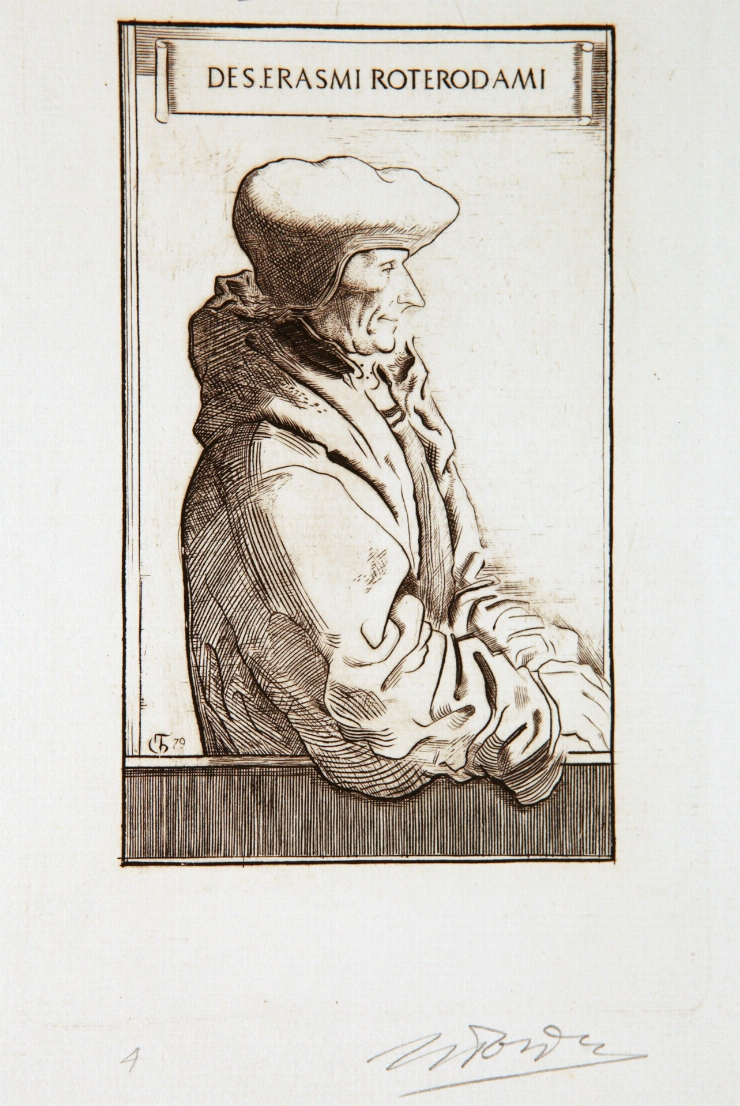 Portretul lui E. de Rotterdam. Ilustrație la „Lauda prostiei” de E. de Rotterdam