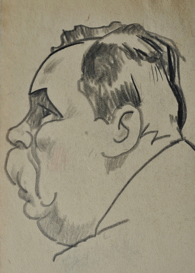 Schiţă (Portret de bărbat, cu musteţi, în profil)