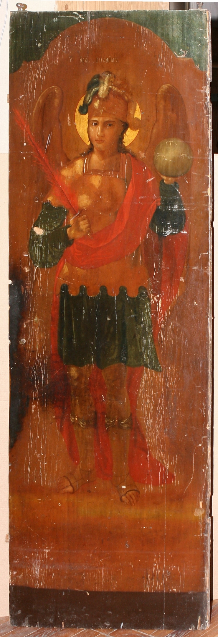 Icoană cu Arhanghelul Mihail (fragment de uşă diaconească)