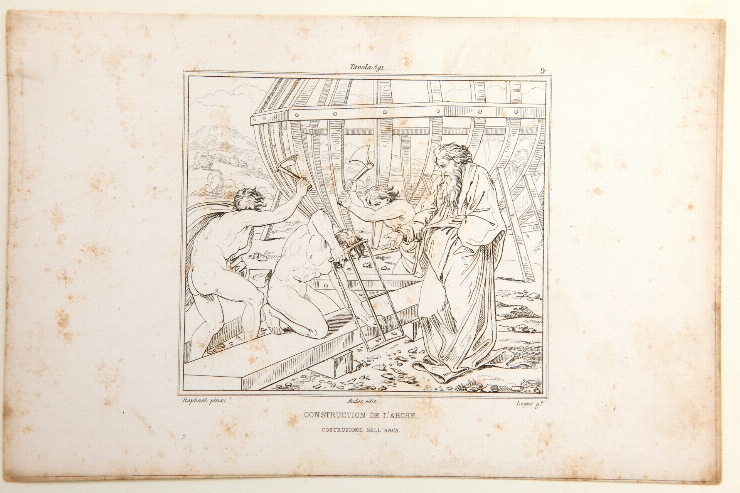 Construcţia arcei. De pe originalul lui Raphael