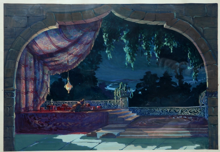 Schiță de decor la opera „Grozovan” de D. Gherșfeld. Terasa