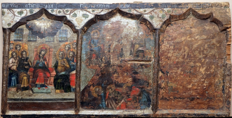 Panou de tîmplă: Răstignirea lui Iisus, Învierea Mîntuitorului, Înălţarea Domnului