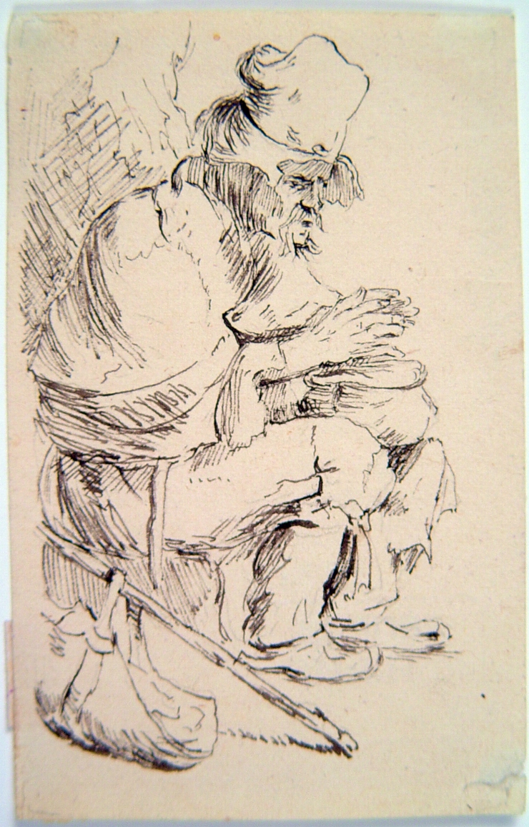 Sărac odihnindu-se. De pe originalul lui Rembrandt.