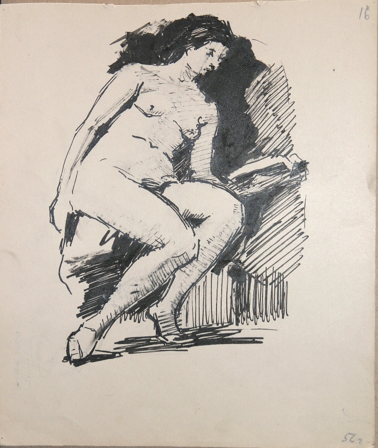 Nud. Femeie citind