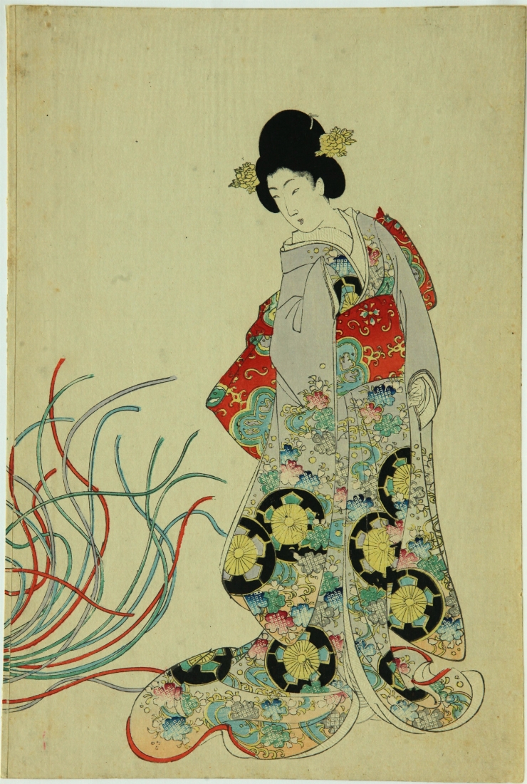 Nebunia câinilor (Inu no kurui) ; seria: Palatul Chiyoda, Albumul femeilor,  triptic (foaia din s...