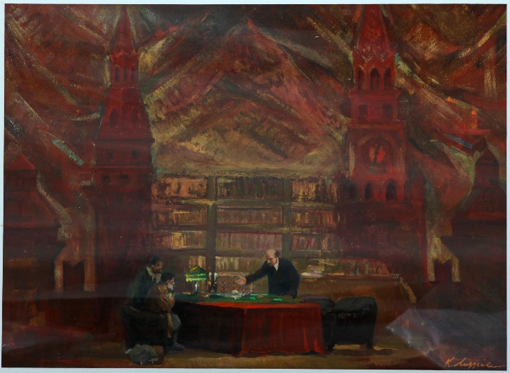 Schiță de decor la opera „În furtună” de M. Hrennikov