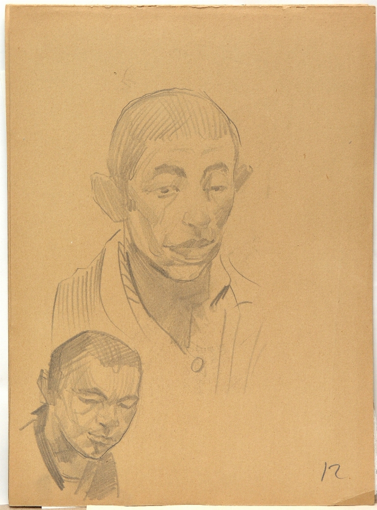 Portrete de bărbaţi. Schiţe (2 capuri)