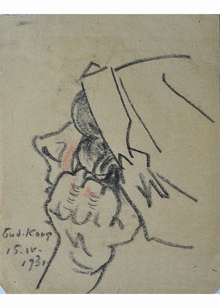 Schiţă (Cap de femeie cu pălărie, în profil), 1931