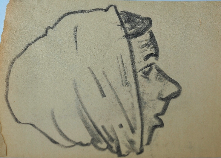 Schiţă (Cap de femeie în broboadă, în profil)