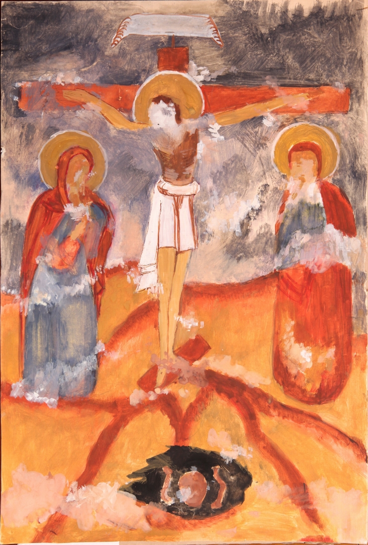 Răstignirea. Copie. Fragment al picturii murale din biserica din Căuşeni.
