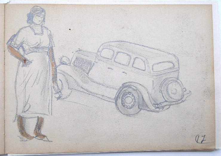 Crochiuri. Foaia 17 din Album cu 32 foi cu desene-schiţe pe ambele părţi