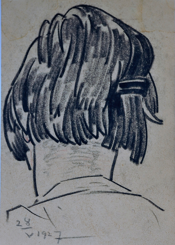 Schiţă (Cap de femeie, din spate), 1927