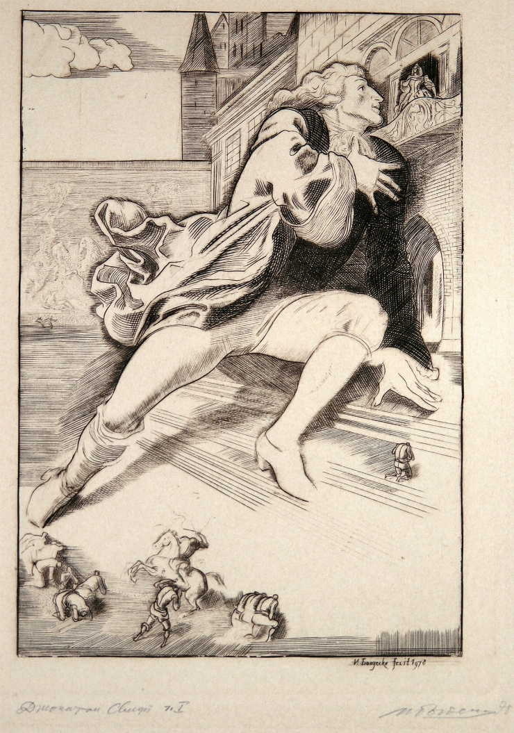 Juliver și regina lilipuților. Ilustrație la ”Călătoriile lui Guliver” de J. Swift
