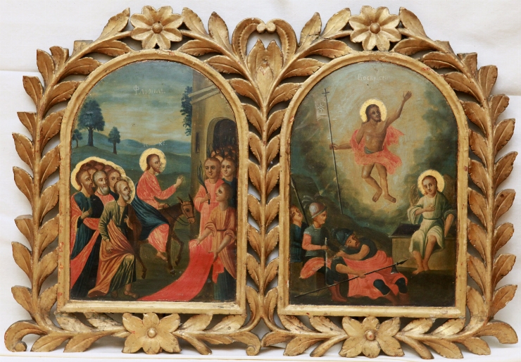 Intrarea în Ierusalim a Domnului şi Învierea Domnului (parte componentă a iconostasului)