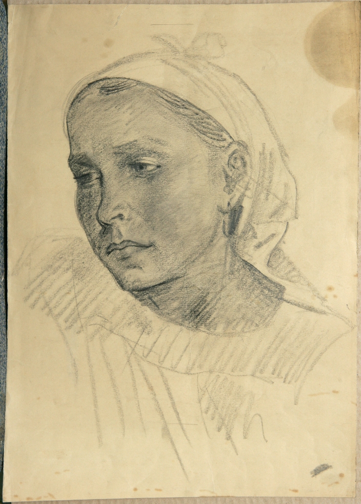 Portret de femeie în broboadă albă