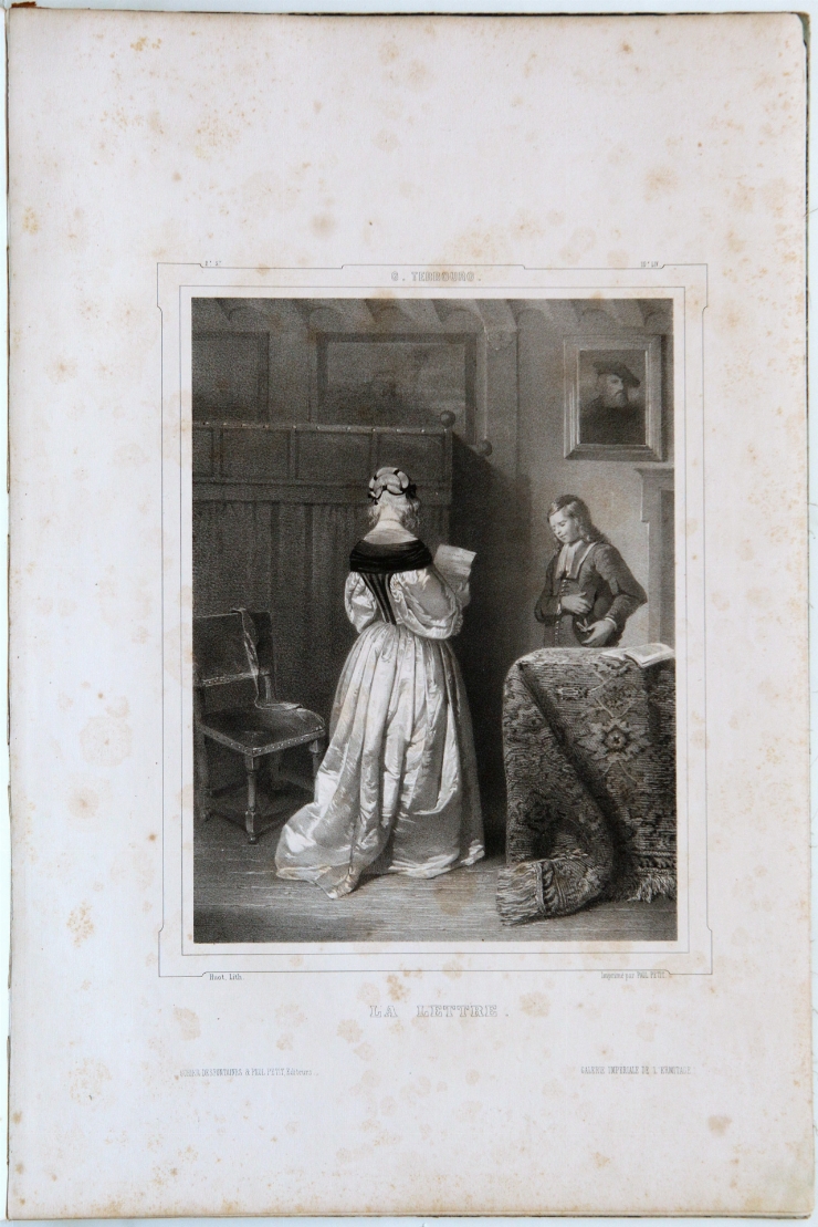 Scrisoare. Foaie din album „Galeria Ermitage” (de pe originalul lui G. Terbourg), 1844