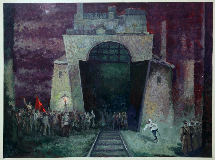 Actul 3, schiță de decor la opera „Balada eroică” de A. Stîrcea