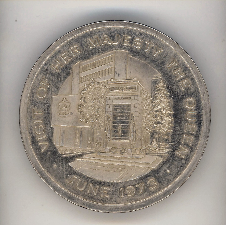 Medalie dedicată vizitei reginei britanice în Canada în iunie 1973