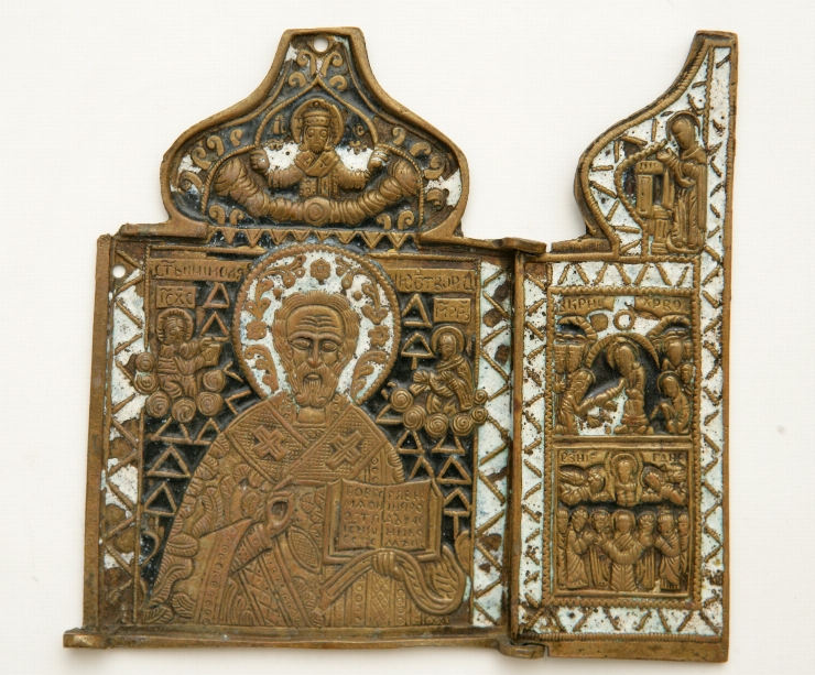 Fragment de icoană-pliant cu 3 canaturi 