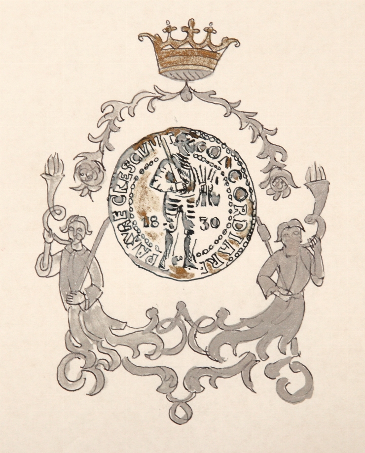 Vinietă cu blazon la f.a. 