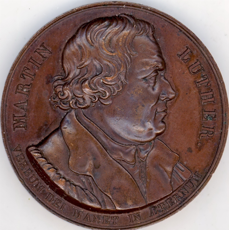 Medalie comemorativă „300 ani ai Reformei, cu portretul lui Martin Luther, 1817”