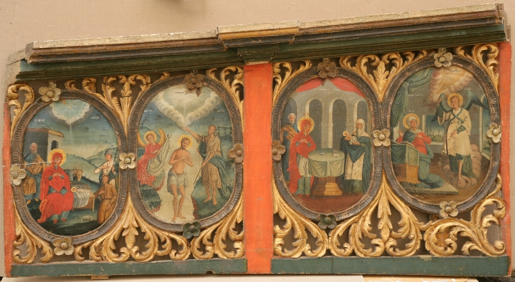 Panou cu sfintele sărbători: Naşterea Domnului, Botezul Domnului, Prezentarea la templu a lui Hri...