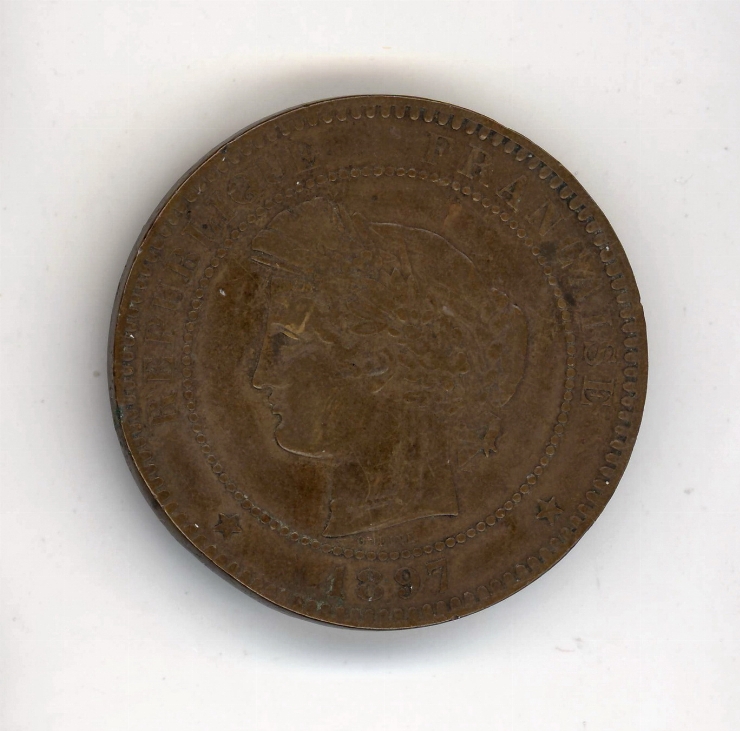 Monedă 10 centime, 1897