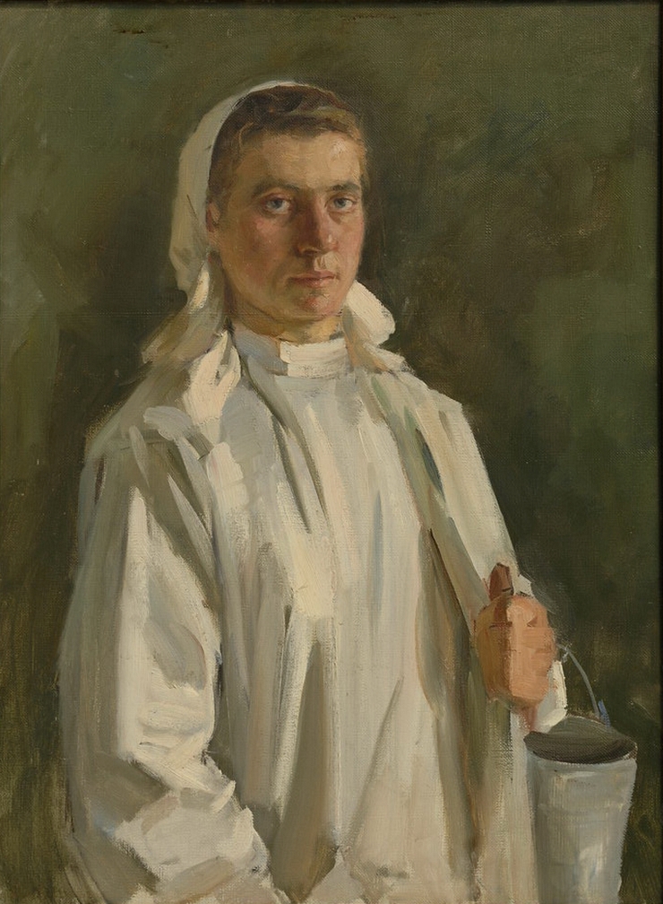 Mulgătoarea Anastasia Pîrău (din kolhozul 