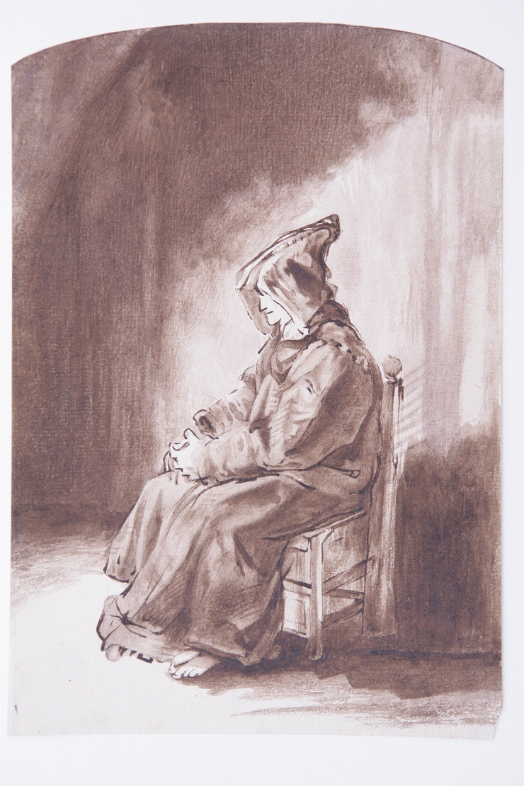 Călugăr şezînd (după gravura lui Rembrandt)