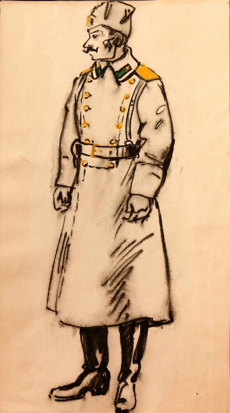 Militar din profil. Schiţă de costum la f/a 