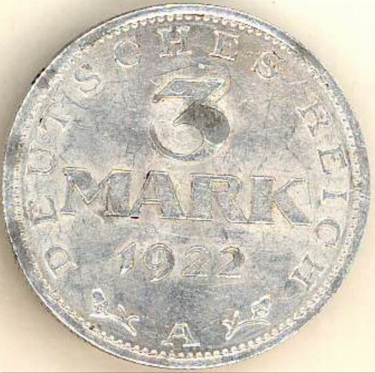Monedă (3 mărci), 1922
