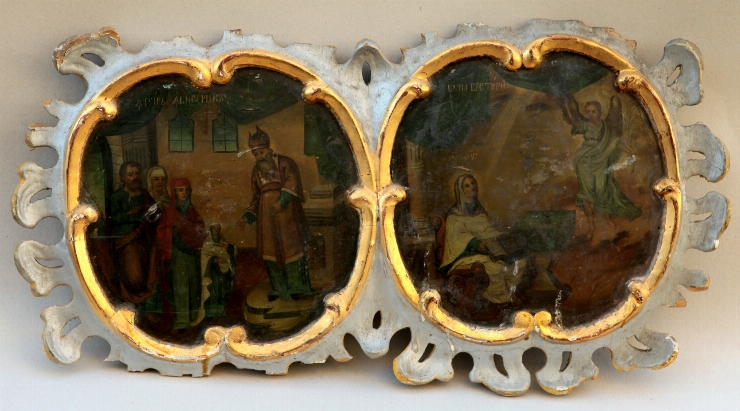 Icoană-diptic: Intrarea Maicii Domnului în Templu şi Bunăvestirea