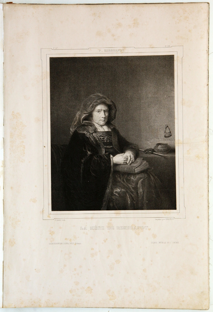 Portretul mamei lui Rembrandt. Foaie din albumul „Galeria Ermitaj” (de pe originalul lui Rembrandt)