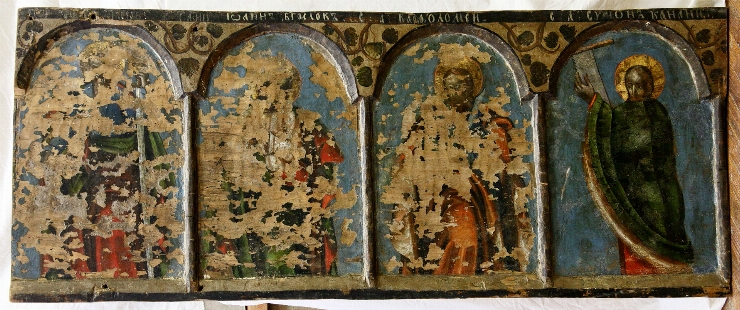 Panou de tîmplă: Apostolii Pavel, Ioan Teologul, Bartolomeu şi Simion Canaanitul