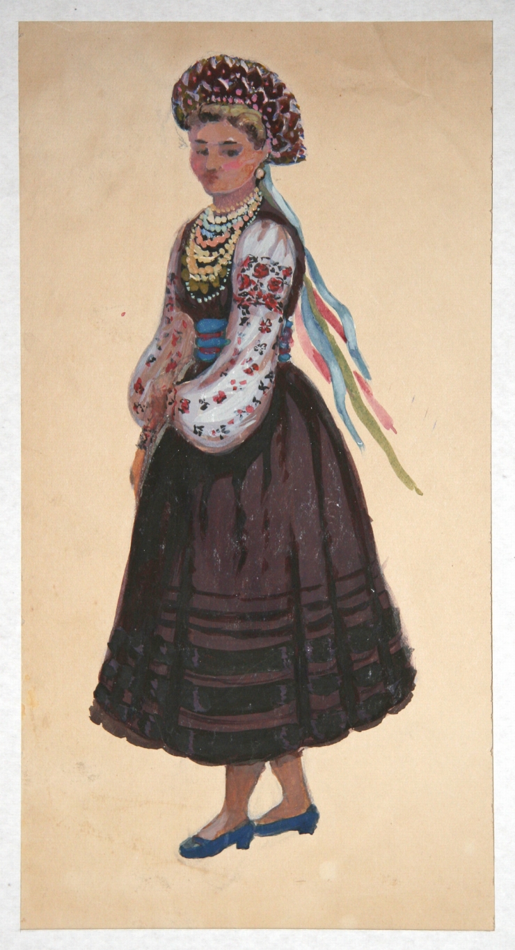 Schiţă. Model de costum naţional de femeie
