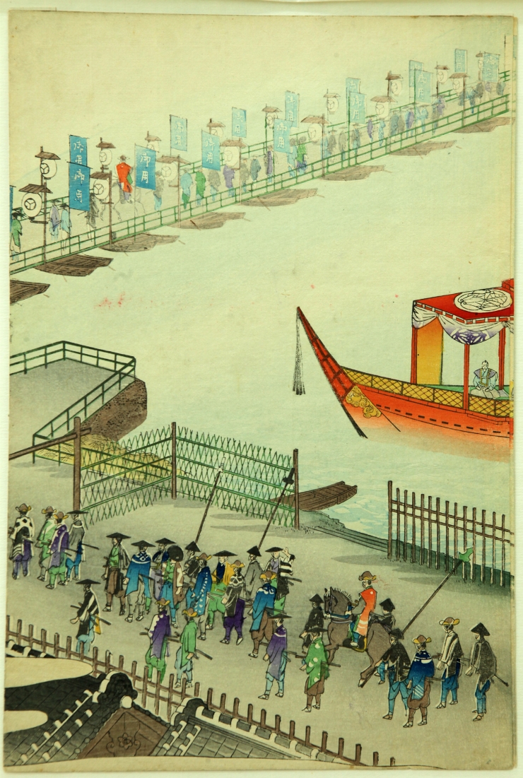 Procesiunea samurailor-Hatamoto (triptic, f. 2 din seria Tiyoda)