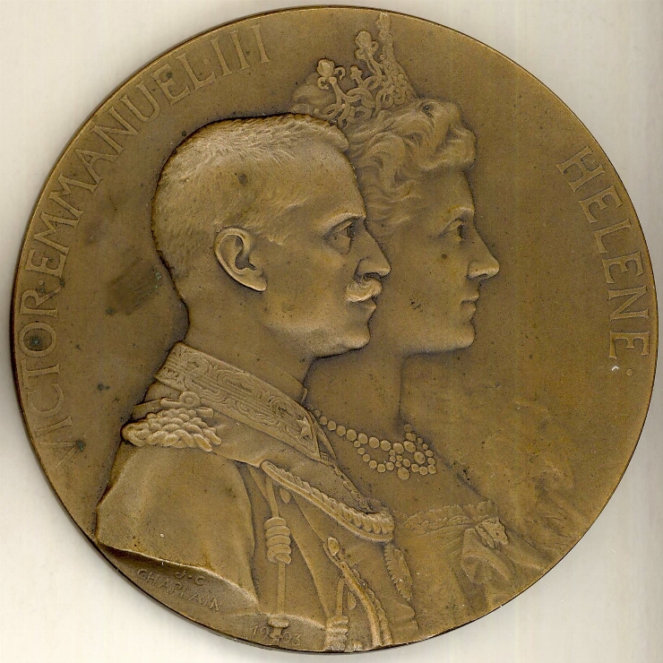 Medalie dedicată vizitei regelui şi reginei Italiei în Franţa, 1903