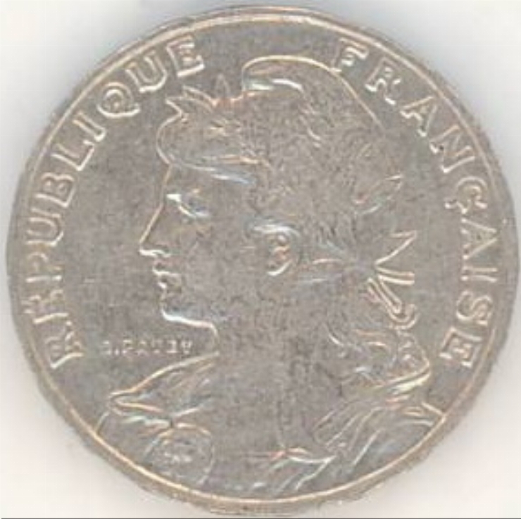 Monedă (25 centime franceze), 1905