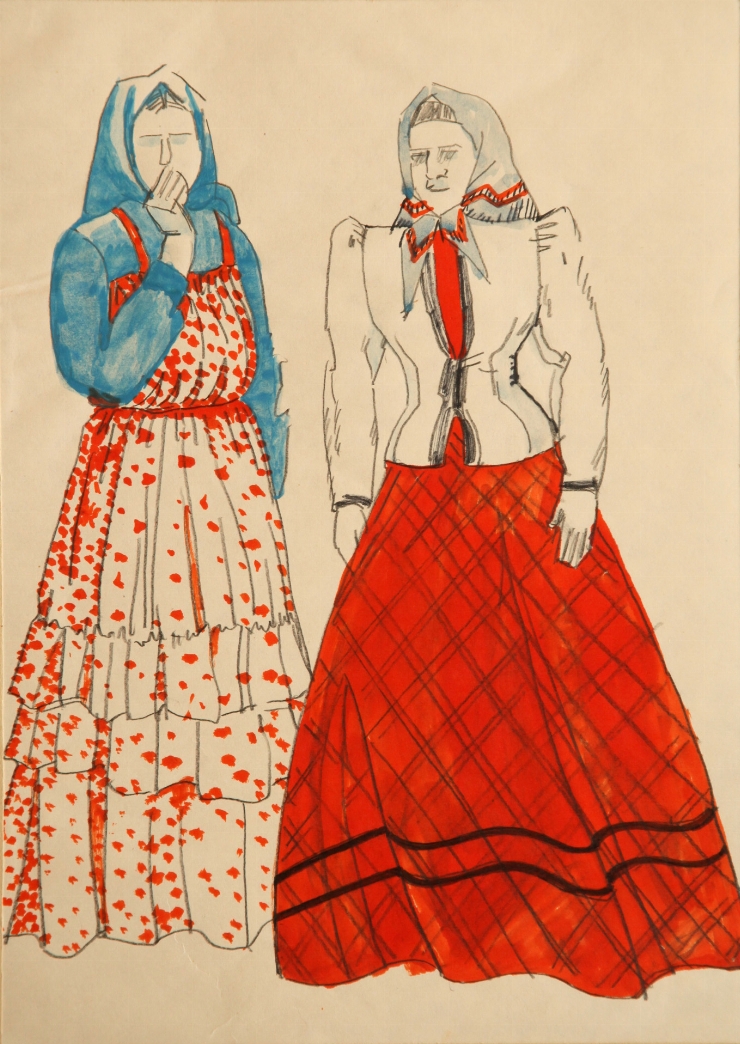2 ţărance. Schiţă de costume la f.a. 