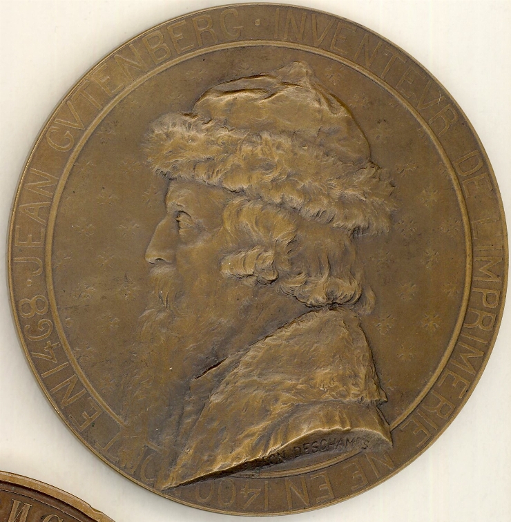 Medalie cu portretul lui Johann Guttenberg