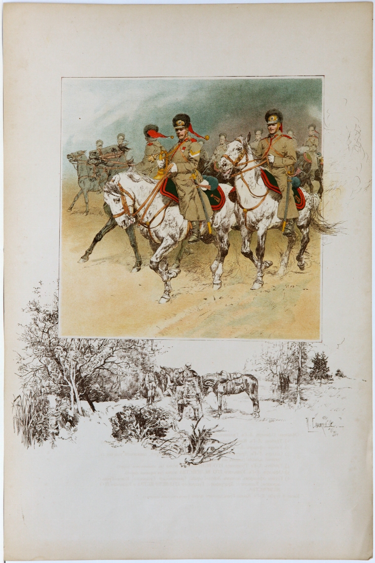 Garniști. Foaie din album ”Subiecte din viața Cavaleriei de Gardă”, ed.II