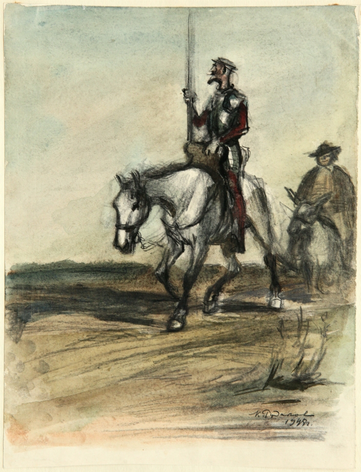 Ilustrație la romanul „Don Quijote” de Miguel Cervantes de Saavedra. 1947