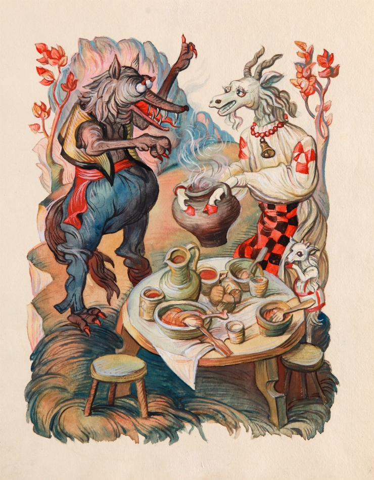 Ilustrație la povestea „Capra cu trei iezi” de Ion Creangă