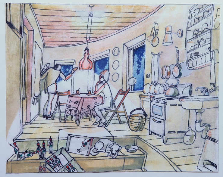 Bucătărie. Schiţă de decor la filmul artistic 