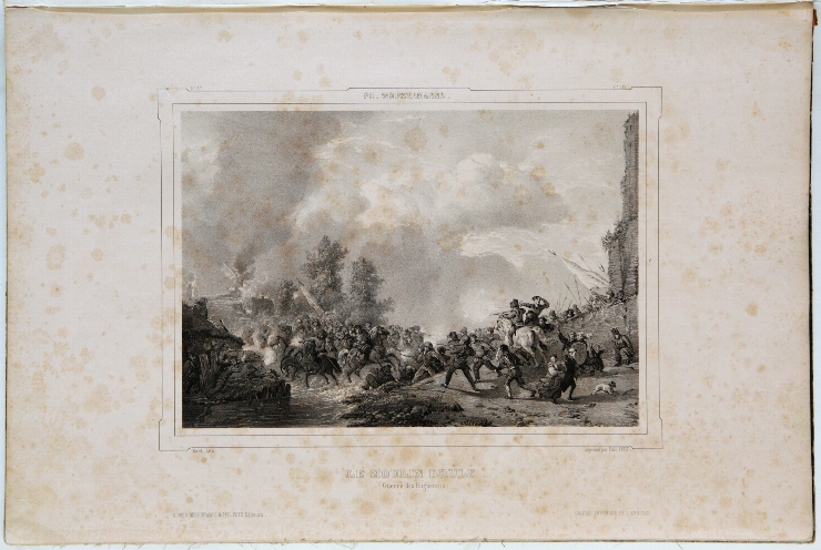 Incendiul moarei. Foaie din albumul „Galeria Ermitaj” (de pe originalul lui Th. Wouwermanns), 1844