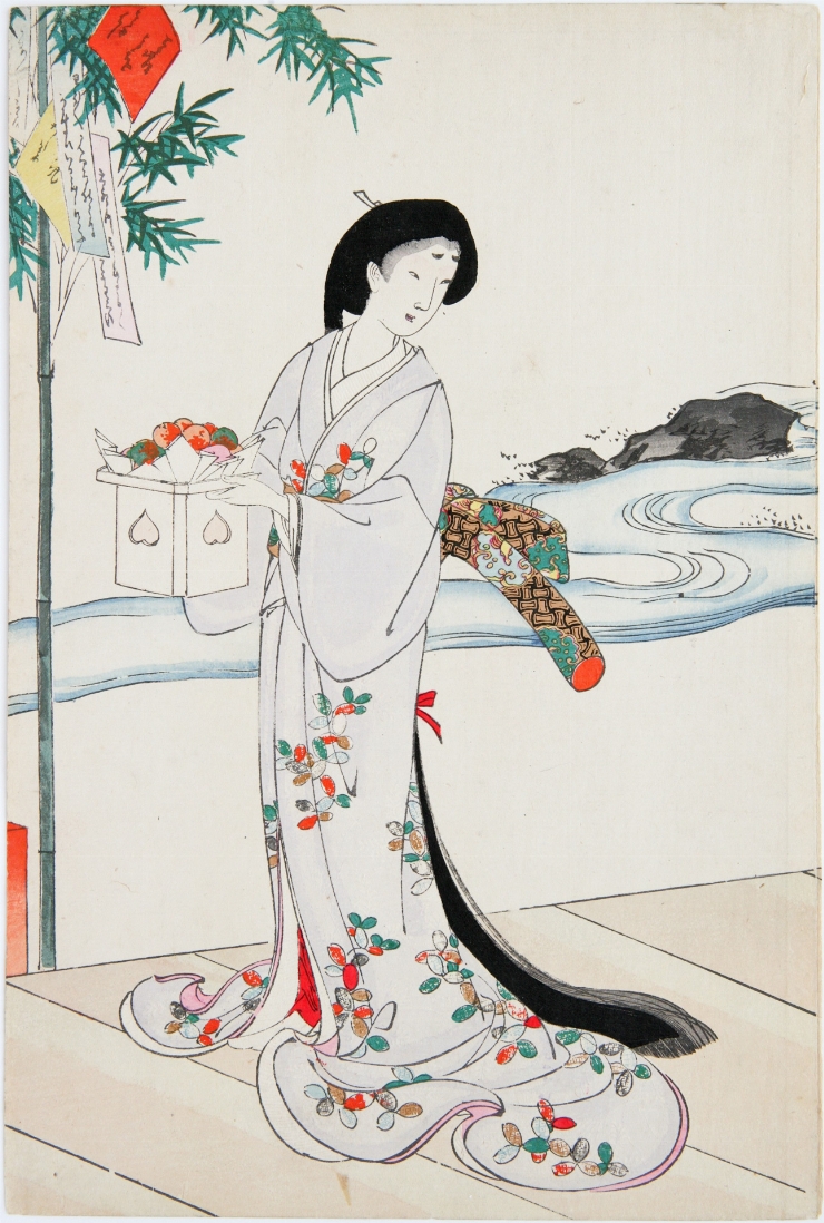 Festivalul Tanabata; seria: Palatul Chiyoda (Albumul femeilor),  triptic (foaia din centru)